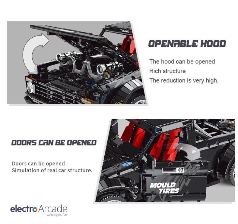 mould-king-brick-set-ford-f150-open-door-bonnet - electro arcade